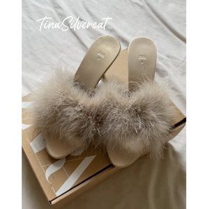 Zara Feather Heels Sz 8 NWT